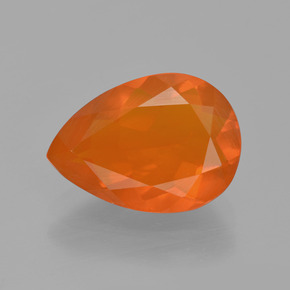 1.94 ct Orange Fire Opal Gemstone, Fire Opal Gem in Pear Facet Shape for Sale.
