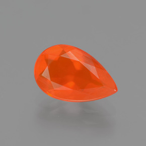 0.99 ct Orange Fire Opal Gemstone, Fire Opal Gem in Pear Facet Shape for Sale.