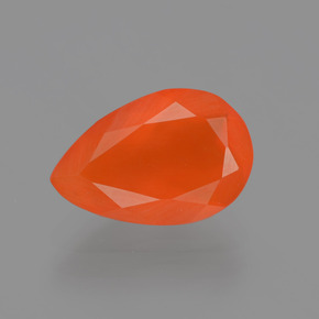 1.28 ct Orange Fire Opal Gemstone, Fire Opal Gem in Pear Facet Shape for Sale.