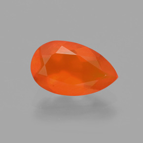 0.83 ct Orange Fire Opal Gemstone, Fire Opal Gem in Pear Facet Shape for Sale.
