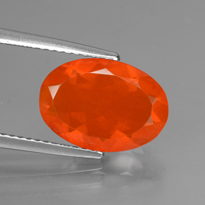 2.04 ct Orange Fire Opal Gemstone, Fire Opal Gem in Oval Facet Shape for Sale.