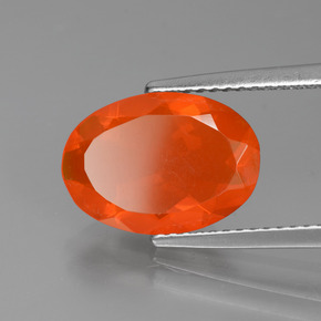 2.04 ct Orange Fire Opal Stone, Natural Fire Opal in Oval Facet Shape for Sale