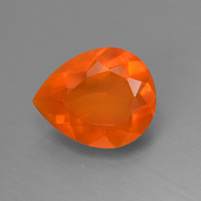2.04 ct Orange Fire Opal Gemstone, Fire Opal Gem in Pear Facet Shape for Sale.