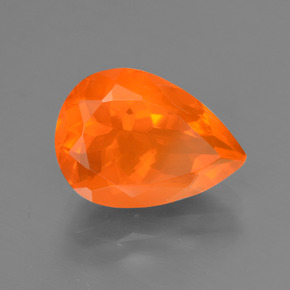 2.84 ct Orange Fire Opal Gemstone, Fire Opal Gem in Pear Facet Shape for Sale.