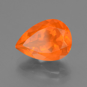 2.84 ct Orange Fire Opal Stone, Natural Fire Opal in Pear Facet Shape for Sale