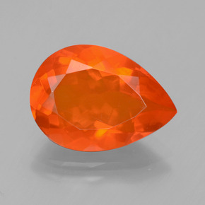 3.23 ct Orange Fire Opal Gemstone, Fire Opal Gem in Pear Facet Shape for Sale.