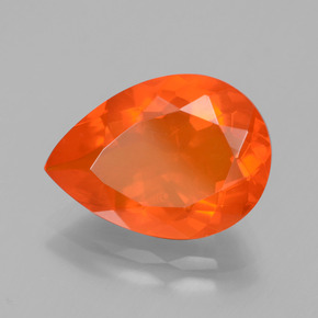 3.23 ct Orange Fire Opal Stone, Natural Fire Opal in Pear Facet Shape for Sale