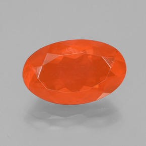 2.58 ct Orange Fire Opal Gemstone, Fire Opal Gem in Oval Facet Shape for Sale.