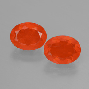 2.11 ctw Orange Fire Opal Gemstones, Fire Opal Gems in Oval Facet Shape for Sale.