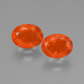 1.40 ctw Orange Fire Opal Gemstones, Fire Opal Gems in Oval Facet Shape for Sale.