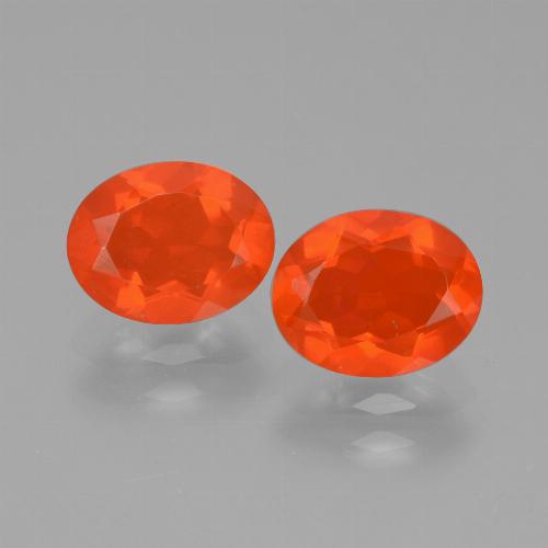 Orange rouge foncé Opale de Feu gemme - 0.7ct Ovale facette (ID: 431975)