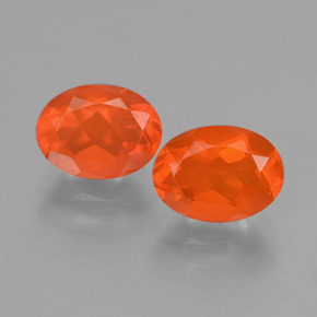 Темно-красновато-оранжевый Огненный Опал Камень - 0.9ct Фасетный Овал (ID: 432093)