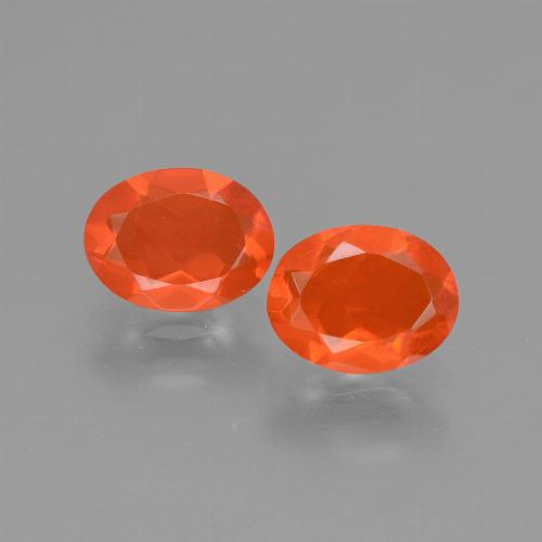 Deep Reddish Orange Fire Opal Gem - 0.6ct Oval Facet (ID: 432148)