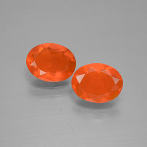 1.15 ctw Orange Fire Opal Gemstones, Fire Opal Gems in Oval Facet Shape for Sale.