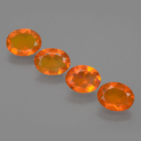 Ярко-оранжевый Огненный Опал Камень - 0.6ct Фасетный Овал (ID: 432296)