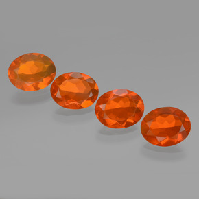 3.52 ctw Orange Fire Opal Gemstones, Fire Opal Gems in Oval Facet Shape for Sale.