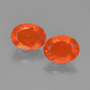 1.38 ctw Orange Fire Opal Gemstones, Fire Opal Gems in Oval Facet Shape for Sale.
