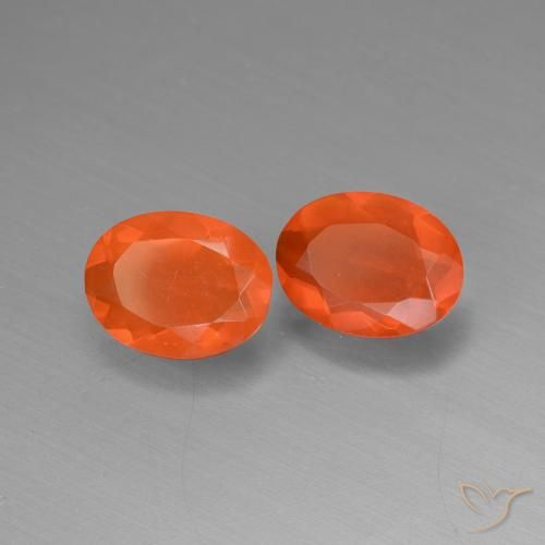 1.23 ctw Orange Fire Opal Stones, Natural Fire Opal in Oval Facet Shape for Sale