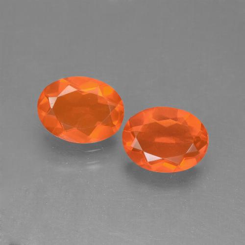 Orange moyen Opale de Feu gemme - 0.6ct Ovale facette (ID: 449577)