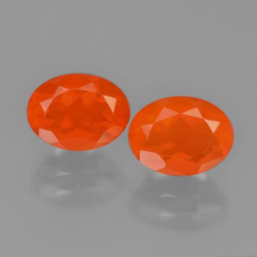 Deep Reddish Orange Fire Opal Gem - 0.9ct Oval Facet (ID: 450410)