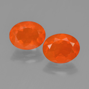 2.19 ctw Orange Fire Opal Gemstones, Fire Opal Gems in Oval Facet Shape for Sale.