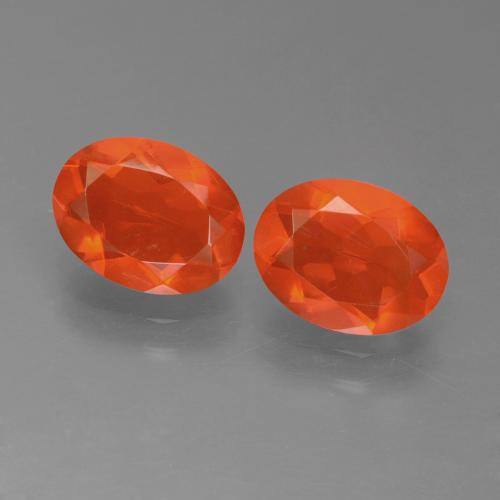 Orange rouge foncé Opale de Feu gemme - 0.7ct Ovale facette (ID: 450556)