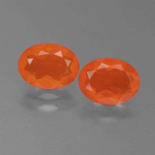 tiefrötlich-orange Feueropal Edelstein - 0.7ct Oval facettiert (ID: 450558)