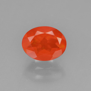 0.71 ct Orange Fire Opal Gemstone, Fire Opal Gem in Oval Facet Shape for Sale.