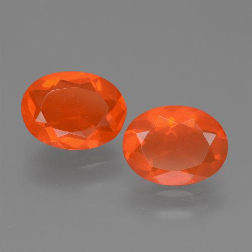 Deep Reddish Orange Fire Opal Gem - 0.7ct Oval Facet (ID: 453908)