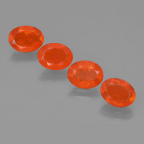 Темно-красновато-оранжевый Огненный Опал Камень - 0.6ct Фасетный Овал (ID: 454023)
