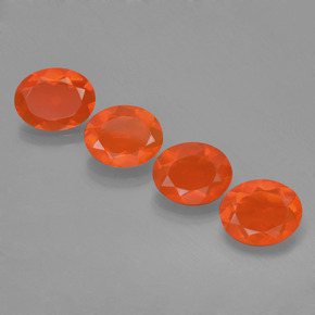 3.33 ctw Orange Fire Opal Gemstones, Fire Opal Gems in Oval Facet Shape for Sale.