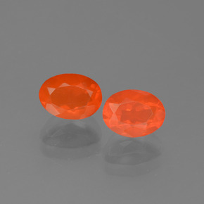 1.17 ctw Orange Fire Opal Gemstones, Fire Opal Gems in Oval Facet Shape for Sale.
