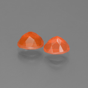 Fire Opal Gemstones in 7 x 5.2 mm Size for Sale, Fire Opal Stones in Deep Reddish Orange Color