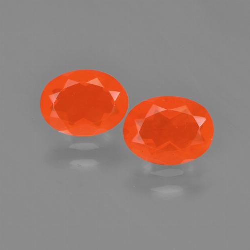 Deep Reddish Orange Fire Opal Gem - 0.6ct Oval Facet (ID: 454174)