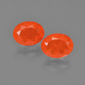 Темно-красновато-оранжевый Огненный Опал Камень - 0.8ct Фасетный Овал (ID: 454176)