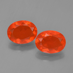 1.80 ctw Red Fire Opal Gemstones, Fire Opal Gems in Oval Facet Shape for Sale.