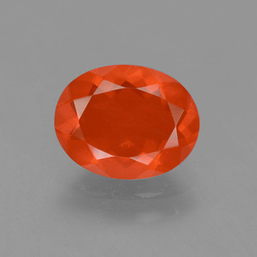 1.43 ct Orange Fire Opal Gemstone, Fire Opal Gem in Oval Facet Shape for Sale.