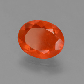 1.43 ct Orange Fire Opal Stone, Natural Fire Opal in Oval Facet Shape for Sale