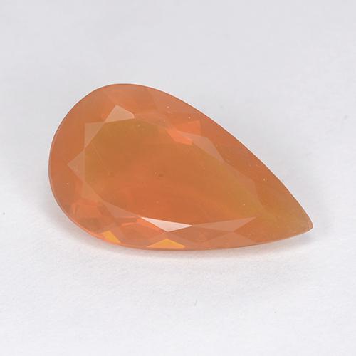2.94 ct Orange Fire Opal Gemstone, Fire Opal Gem in Pear Facet Shape for Sale.