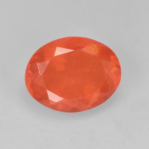 tiefrötlich-orange Feueropal Edelstein - 1.1ct Oval facettiert (ID: 524785)