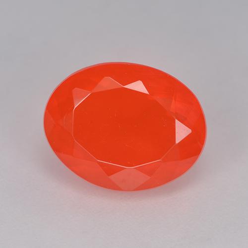 2.42 ct Red Fire Opal Gemstone, Fire Opal Gem in Oval Facet Shape for Sale.