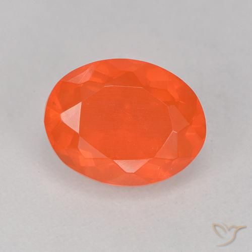 8,4 x 6,6mm Opale di fuoco arancione taglio ovale dal Messico, peso di 0,88 ct, pietra preziosa naturale non trattati in purezza Transparent, 1 pezzo Opale di fuoco Ovale sfaccettato - Colore: Arancio Intenso, durezza Mohs di 5,5 - 6,5 , Photo A