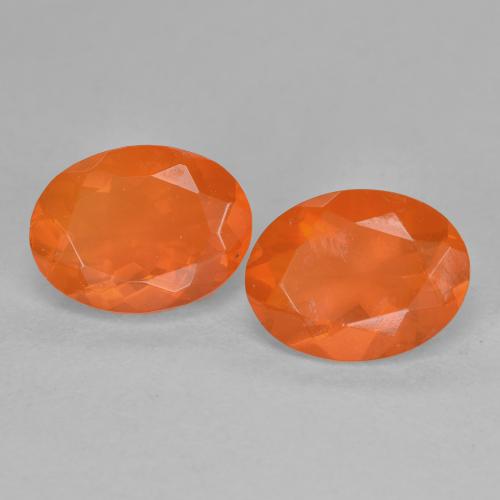 Deep Reddish Orange Fire Opal Gem - 0.8ct Oval Facet (ID: 583677)
