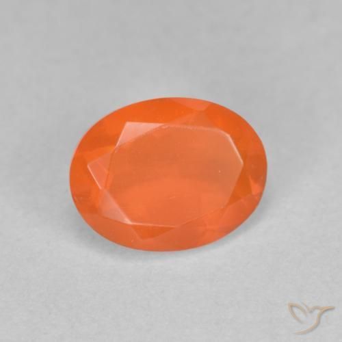 0.70 ct Orange Fire Opal Stone, Natural Fire Opal in Oval Facet Shape for Sale