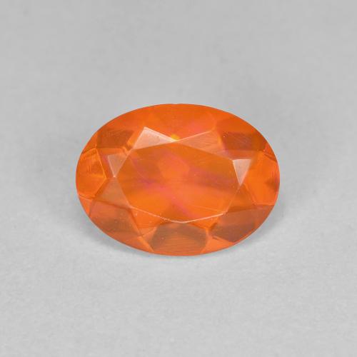 Bright Orange Fire Opal Gem - 0.6ct Oval Facet (ID: 583873)