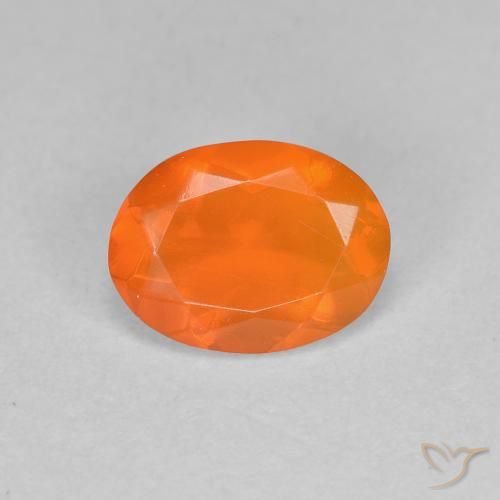 Opale di fuoco 7,8 x 5,8mm arancione Ovale sfaccettato dal Messico, peso di 0,65 ct, gemma naturale non trattati in purezza Transparent, 1 pezzo Opale di fuoco - Colore: Arancione brillante, durezza Mohs di 5,5 - 6,5, Photo A
