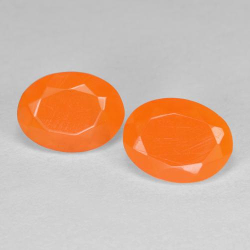 1.21 ctw Orange Fire Opal Gemstones, Fire Opal Gems in Oval Facet Shape for Sale.