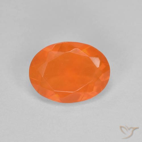 Opale di fuoco Ovale sfaccettato da 0,7 ct dal Messico, dimensione 8,1 x 6,1mm, purezza Transparent, pietra preziosa naturale non trattati, Opale di fuoco 1pc in colore Arancione brillante, durezza Mohs di 5,5 - 6,5, Photo A