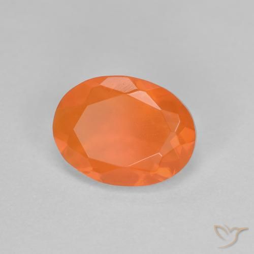 0.70 ct Orange Fire Opal Stone, Natural Fire Opal in Oval Facet Shape for Sale