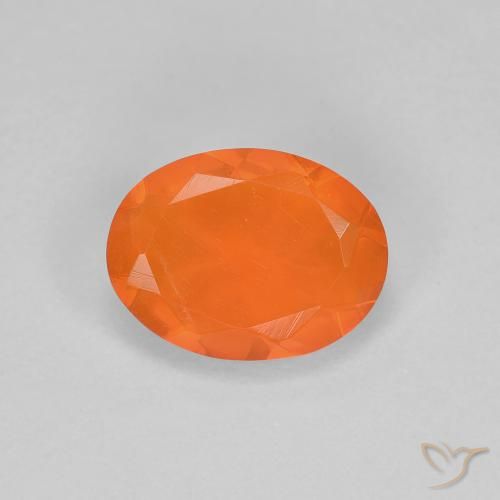 0.67 ct Orange Fire Opal Gemstone, Fire Opal Gem in Oval Facet Shape for Sale.